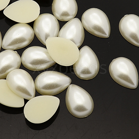 ABS Plastic Imitation Pearl Cabochons MACR-F032-10x14mm-22-1