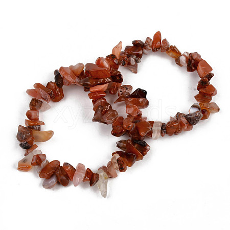 Unisex Chip Natural Carnelian/Red Agate Beaded Stretch Bracelets BJEW-S143-01-1