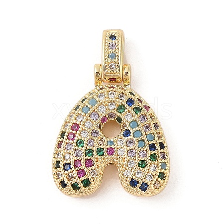 Brass Micro Pave Cubic Zirconia Pendants ZIRC-P121-01G-A-1