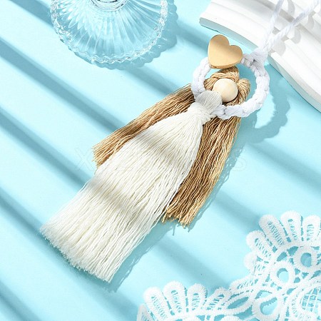 Handmade Macrame Cotton Angel Hanging Ornaments HJEW-JM02711-01-1