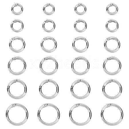 24Pcs 6 Styles Zinc Alloy Spring Gate Rings FIND-ME0002-10-1