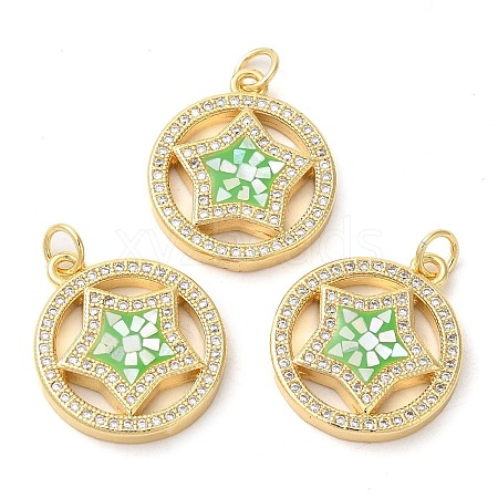 Rack Plating Brass Cubic Zirconia Pendants KK-K385-081G-01-1