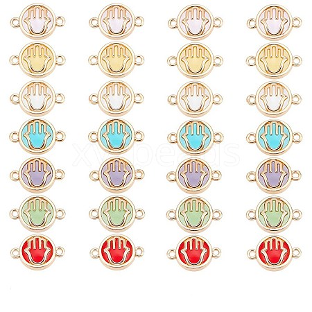 32Pcs 7 colors Glass Connector Charms GLAA-AR0001-29-1