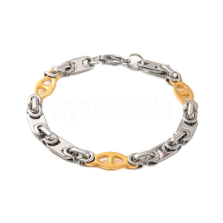 304 Stainless Steel Horse Eye Link Chain Bracelets BJEW-B078-134GP-1