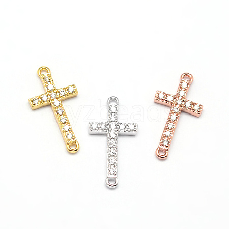 Latin Sideways Cross Brass Micro Pave Cubic Zirconia Links ZIRC-E010-04-1