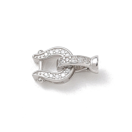 925 Sterling Silver Micro Pave Clear Cubic Zirconia Fold Over Clasps SE-CBAF1B0-07P-1