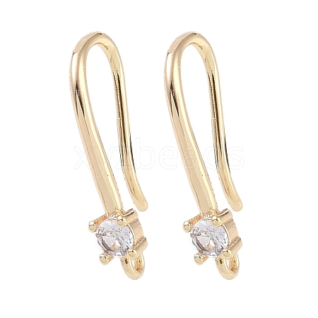 Brass Micro Pave Cubic Zirconia Earring Hooks KK-U008-08G-1