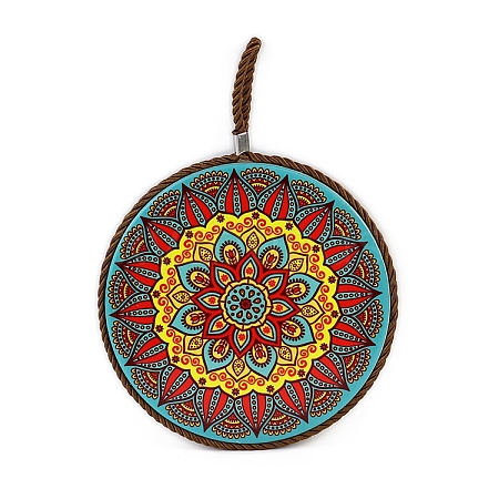 Flat Round with Mandala Pattern Ceramic & Cork Cup Coaster PW-WG69E59-03-1