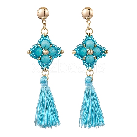 Synthetic Turquoise Stud Earrings EJEW-MZ00282-04-1