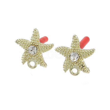 Rack Plating Golden Alloy with Rhinestone Stud Earring Findings EJEW-B036-02G-08-1