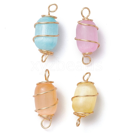 Dyed Natural Selenite Connector Charms PALLOY-JF02964-1