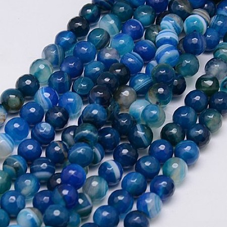 Natural Stripe Agate Beads Strands G-G581-8mm-05-1