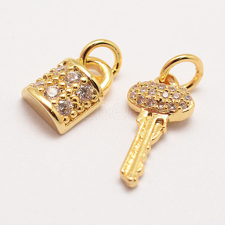 Brass Micro Pave Grade AAA Cubic Zirconia Charms X-ZIRC-G090-29G-NR-1