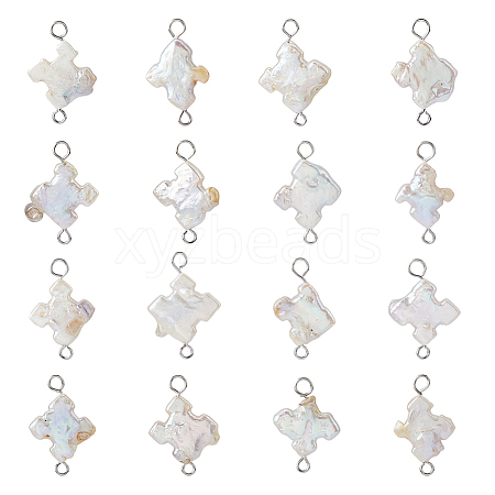 16Pcs Natural Keshi Pearl Connector Charms PALLOY-HS00045-1
