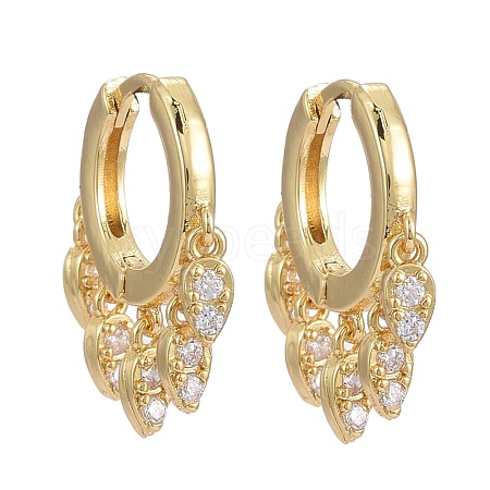 Brass Micro Pave Clear Cubic Zirconia Huggie Hoop Earrings EJEW-K083-45G-1