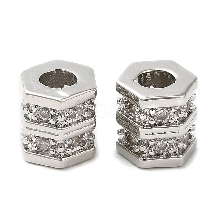 Rack Plating Brass Cubic Zirconia Beads KK-Z033-27P-1