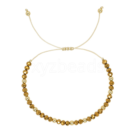 Adjustable Glass Braided Bead Bracelets XA7539-1-1