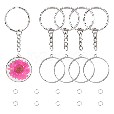 5Pcs 304 Stainless Steel Open Back Bezel Pendants STAS-TAD0001-01F-1