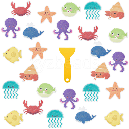 20Pcs 8 Style Ocean Animals PEVA Bathtub Non-Slip Stickers AJEW-WH0248-499-1