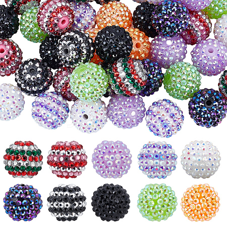 40Pcs 10 Colors Resin Rhinestone Beads RESI-PA0001-26A-1