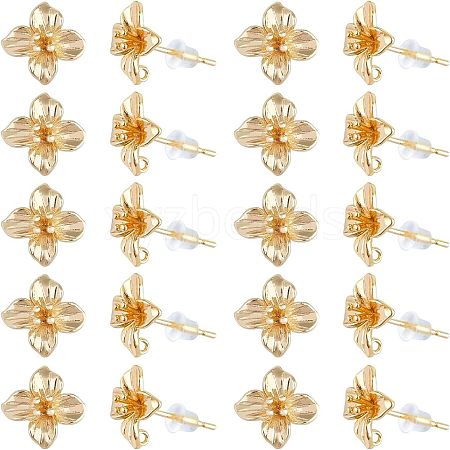 SUPERFINDINGS 20Pcs Brass Stud Earring Findings KK-FH0004-63-1