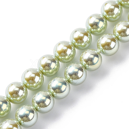 UV Plating Pearlized Glass Pearl Beads Strands GLAA-F128-01A-T14-1