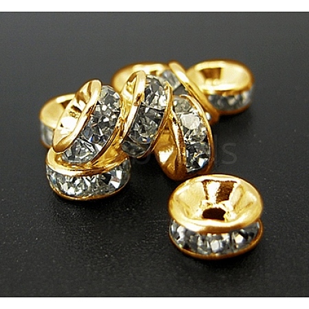 Iron Rhinestone Spacer Beads X-RB-A009-6MM-G-1