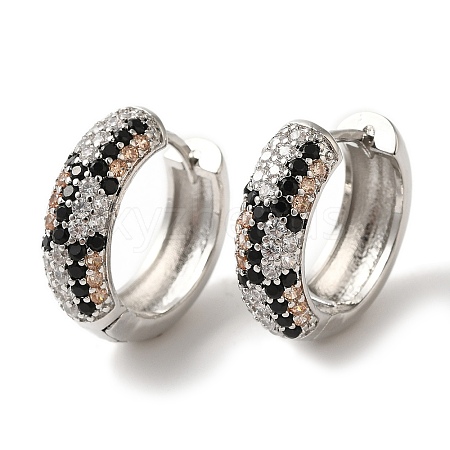 Rack Plating Brass Micro Pave Cubic Zirconia Hoop Earrings EJEW-B062-30P-1