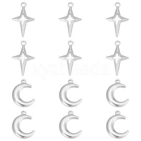 Unicraftale 12Pcs 2 Style 304 Stainless Steel Pendants STAS-UN0042-13-1