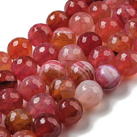 Faceted Natural Dragon Veins Agate Beads Strands G-F447-12mm-P08-1