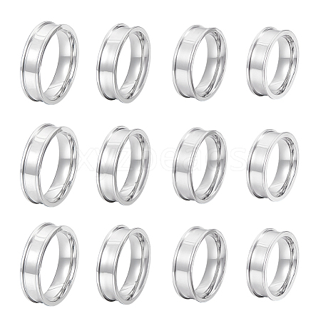 Unicraftale 16Pcs 4 Size 201 Stainless Steel Grooved Finger Ring Settings STAS-UN0051-70-1