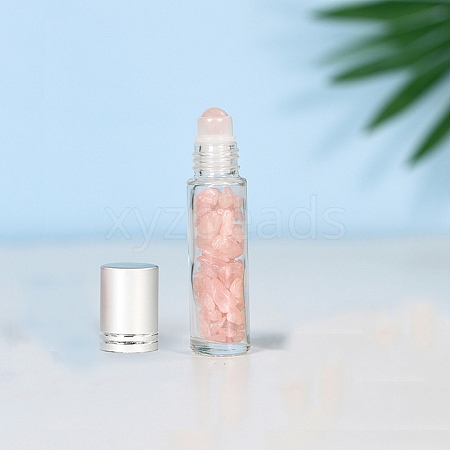 Natural Rose Quartz Roller Ball Bottles BOTT-PW0011-70A-03-1