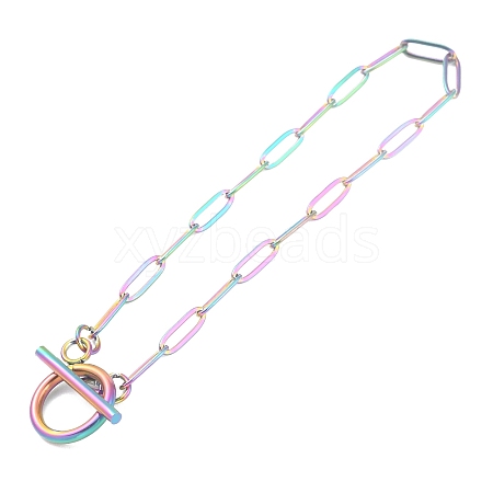 Ion Plating(IP) 304 Stainless Steel Paperclip Chain Bracelets BJEW-O186-02MC-1