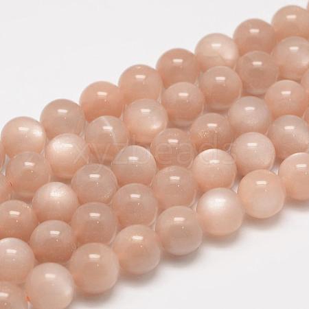 Natural Sunstone Round Beads Strands G-O017-6mm-11-1