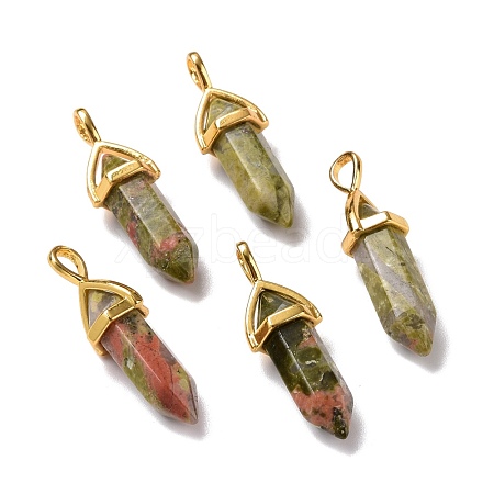 Natural Unakite Pointed Pendants G-K329-39G-1