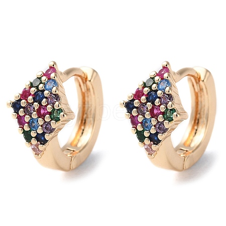 Rack Plating Brass Micro Pave Colorful Cubic Zirconia Hoop Earrings for Women EJEW-P238-01KCG-1