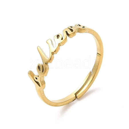 Ion Plating(IP) 304 Stainless Steel Word Adjustable Ring LS-RJEW-L107-026G-1