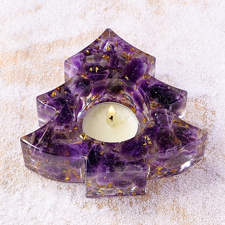 Natural Amethyst & Resin Candle Holder Molds DJEW-H012-03E-1