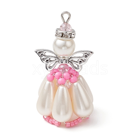 Pearlized Glass Pearl Beads  Pendants PALLOY-MZ00487-05-1