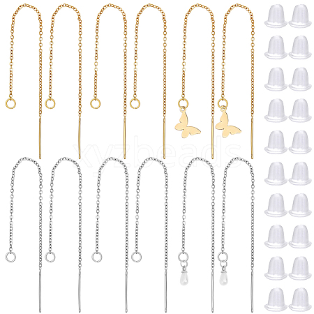 8 Pairs 2 Colors 304 Stainless Steel Earring Findings STAS-BBC0009-72-1