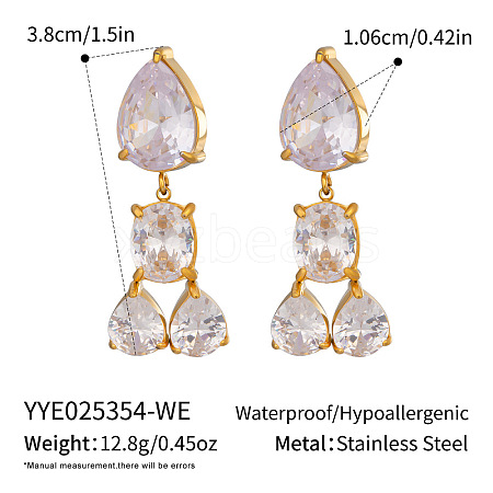 304 Stainless Steel Dangle Stud Earrings CT6883-6-1