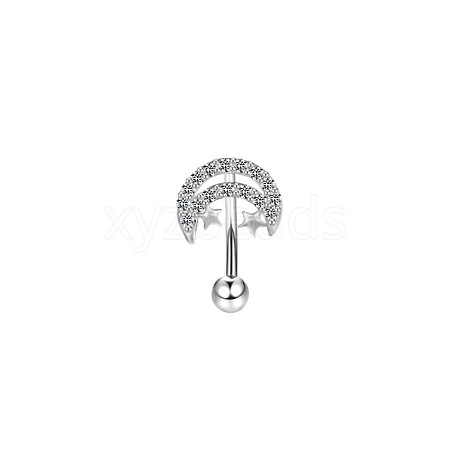 Moon 304 Stainless Steel Cubic Zirconia Eyebrow Curved Barbell Rings WG008EB-02-1