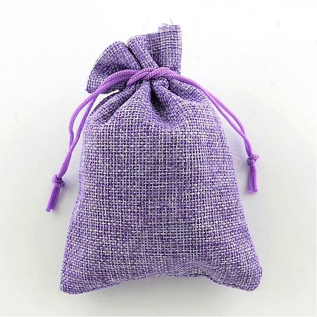 Polyester Imitation Burlap Packing Pouches Drawstring Bags ABAG-R004-18x13cm-08-1