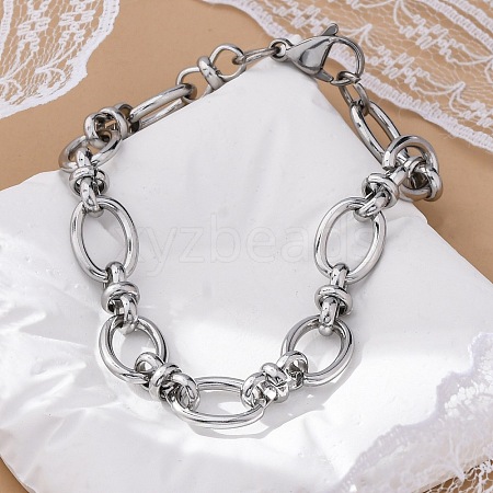 Tarnish Resistant 304 Stainless Steel Oval Link Chain Bracelets X-BJEW-Z011-12P-1