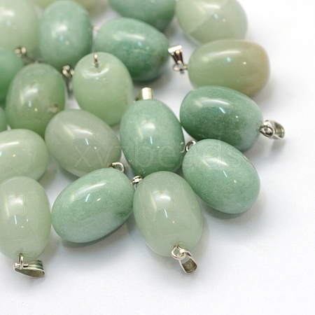 Oval Natural Green Aventurine Pendants G-Q433-09-1