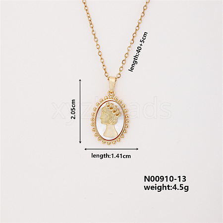 Elegan Brass Micro Pave Cubic Zirconia Oval with Women Pendant Necklace for Women YM2366-1-1