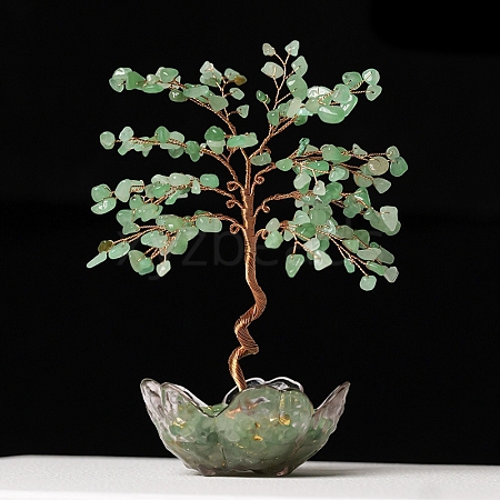 Natural Green Aventurine Chips Tree of Life Decorations PW-WGCA097-03-1