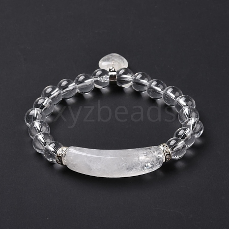 Natural Quartz Crystal Beads Charm Bracelets BJEW-K164-B01-1