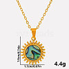 304 Stainless Steel Pave Natural Paua Shell Sun Pendant Necklaces WM7741-3-5