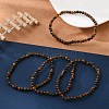 Natural Tiger Eye Round Bead Stretch Bracelets BJEW-L594-B02-1